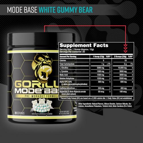 Gorilla Mode Base Pre Workout - (White Gummy Bear)