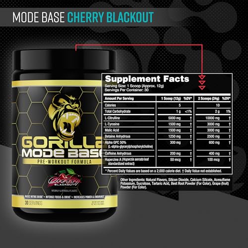 Gorilla Mode Base Pre Workout - (Cherry Blackout)