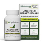 BIOptimizers Magnesium Breakthrough Supplement with 500mg - 7 Forms of Magnesium: Glycinate, Malate, Citrate, and More - Natural Support for Sleep and Cognitive Function -60 Capsules- Calming Vitamins