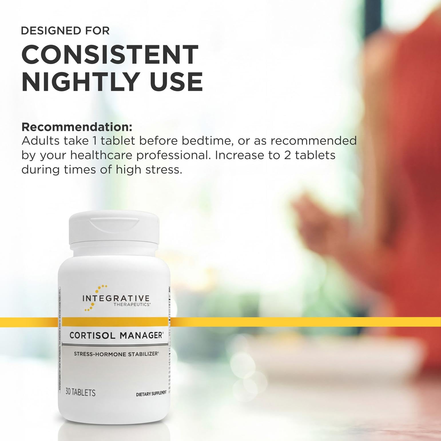 Integrative Therapeutics Cortisol Manager - Balance Cortisol & Support Relaxation for Restful Sleep* - Includes Ashwagandha & L-Theanine for Confidence with Less Stress* - 30 Tablets (15 Servings)