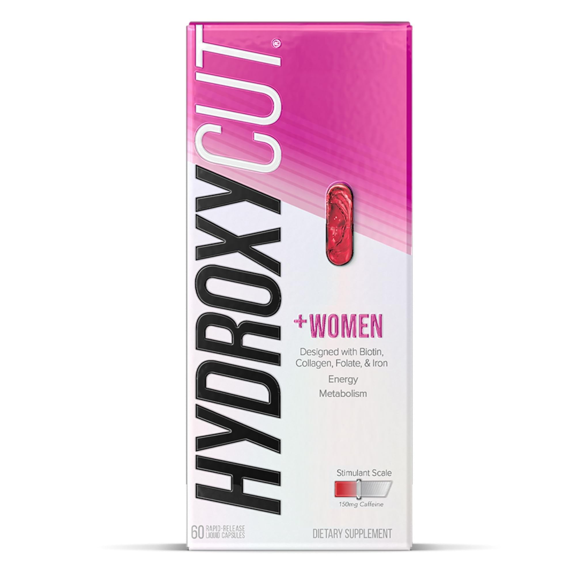 Hydroxycut +Women - Thermogenic Support Formula - Energy & Metabolism Support - C. Canephora Robusta, Collagen, Biotin, Iron & Folate - Rapid Release Liquid Capsules - for Women - 60 Capsules