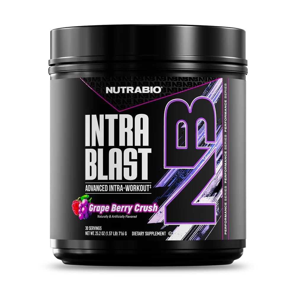 NutraBio Intra Blast Pre Workout & Muscle Recovery, Grape Berry Crush, 30 Serving