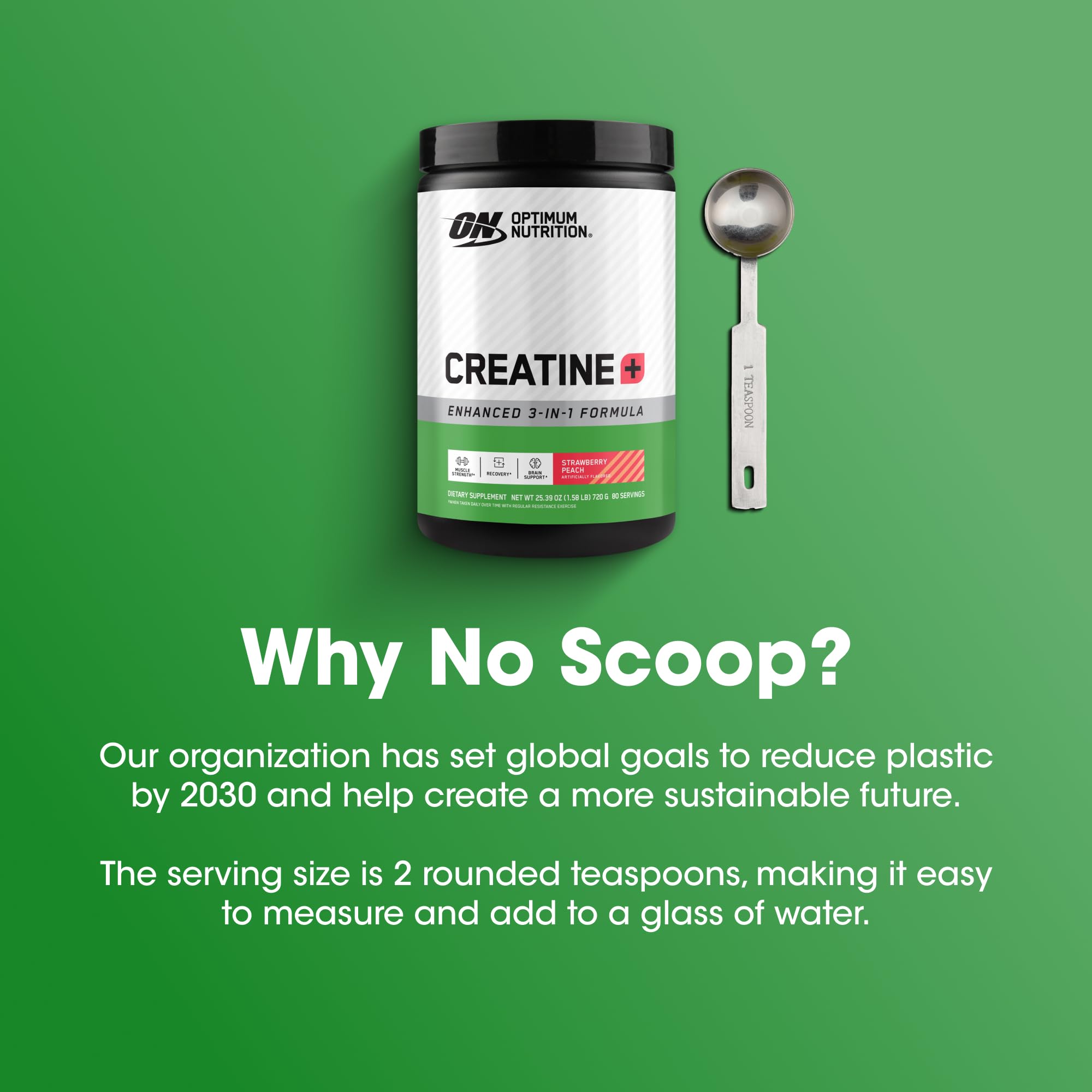 Optimum Nutrition Creatine Monohydrate Plus Powder, Strawberry Peach Flavored Creatine Performance Blend, with Electrolytes for Hydration, Added Vitamins, 80 Servings, 720 Grams (Packaging May Vary)