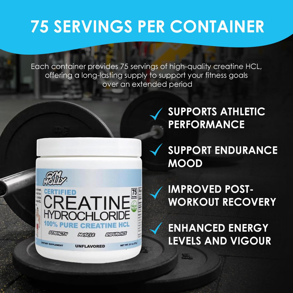 Gym Molly Creatine Hydrochloride Powder, Unflavoured.