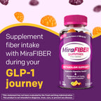 MiraFIBER Gummies from The Makers of MiraLAX, 8g of Daily Fiber Per Serving, Metabolism Support with B Vitamins, Gut Health for Men & Women,Prebiotic Fiber Gummies for Adults, Mixed Fruit Flavor 72Ct
