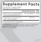 Sports Research® Vitamin D3 + K2 w/ Coconut Oil - Vegan Vitamin D 5000iu & Mk7 Vitamin K 100mcg for Bone & Immune Support - Vegan Certified · Non-GMO · Soy Free - 60 Softgels