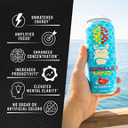 Gorilla Mind Energy Drink | Unmatched Energy · Amplified Focus | N-Acetyl-L-Tyrosine, Alpha-GPC, 200mg Caffeine, Uridine, Saffron | 0 Sugar Or Artificial Colors | 16oz, 12-Pack (Rainbow Sherbet)