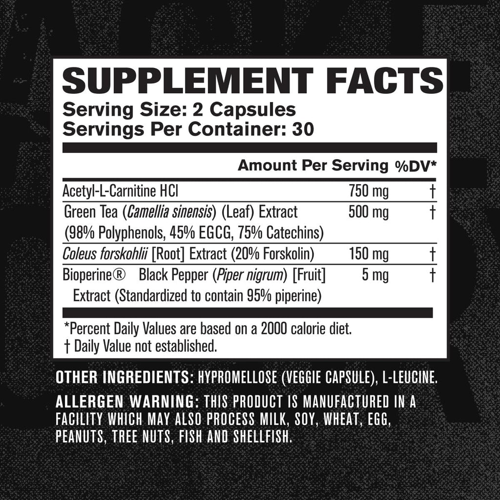 Jacked Factory Lean-XT Caffeine Free Fat Burner - Non Stim Weight Loss Supplement, Appetite Suppressant & Metabolism Booster | Acetyl L-Carnitine, Green Tea Extract, Forskolin - 60 Natural Diet Pills