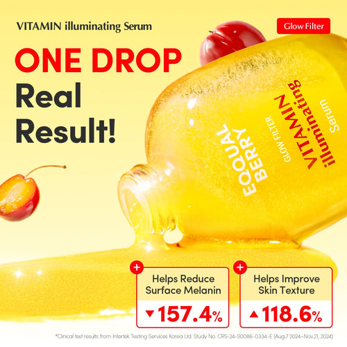 EQQUALBERRY Vitamin Illuminating Serum | Niacinamide 4% + Brightening Vitamin C Face Serum with Hyaluronic Acid & Vitamin E | Dark Spot, Uneven Tone Care | Korean Skincare, 1.01 fl.oz
