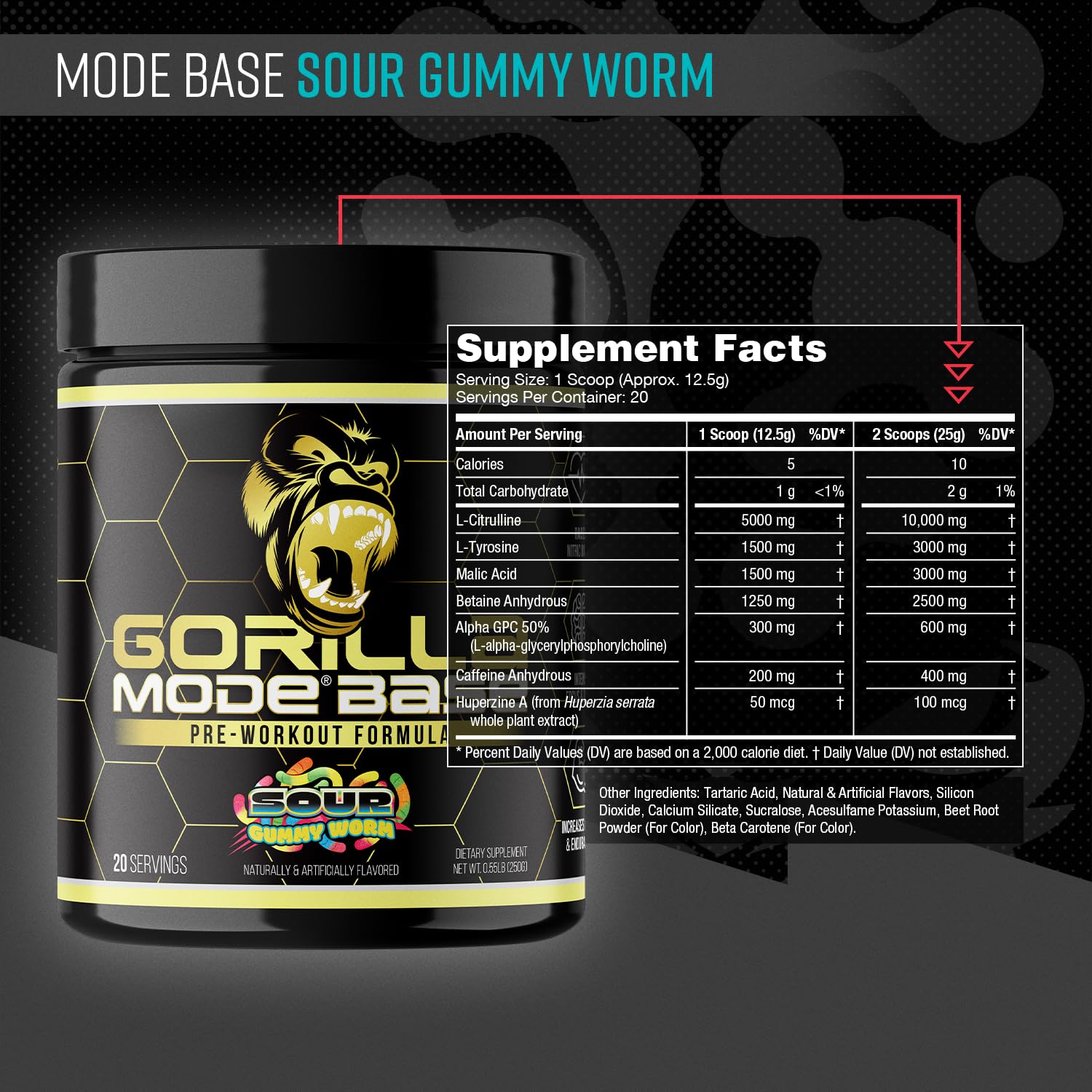 Gorilla Mode Base Pre Workout - (Sour Gummy Worm)