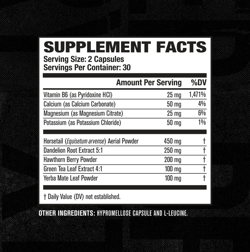 Jacked Factory Dry-XT Diuretic Water Pills - Natural Supplement | Reduces Water Retention & Bloating | Dandelion Root Extract, Potassium, 7 More Powerful Ingredients - 60 Veggie Capsules