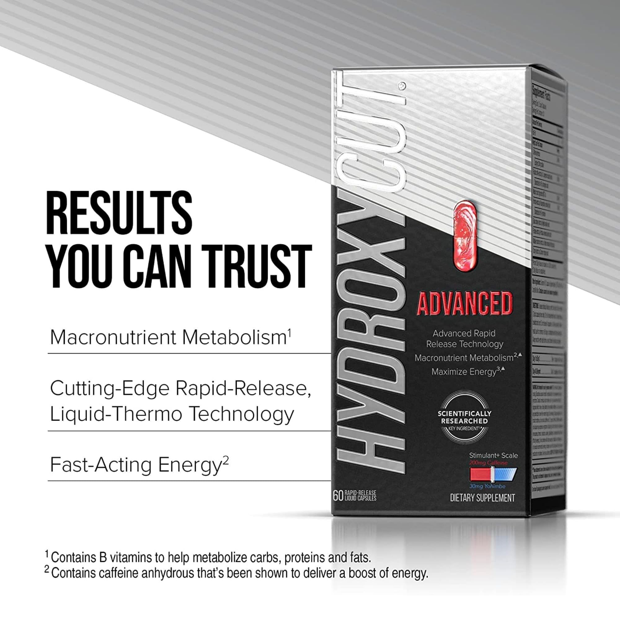 Hydroxycut Advanced - Thermogenic Supplement - Metabolism & Energy Support for Men & Women - C. Canephora Robusta, Yohimbe Extract & 200 mg Caffeine - Rapid Release Liquid Capsules - 60 Capsules
