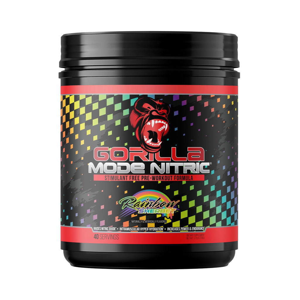 Gorilla Mode Nitric Upgraded Stimulant Free Pre-Workout – (Rainbow Sherbet)