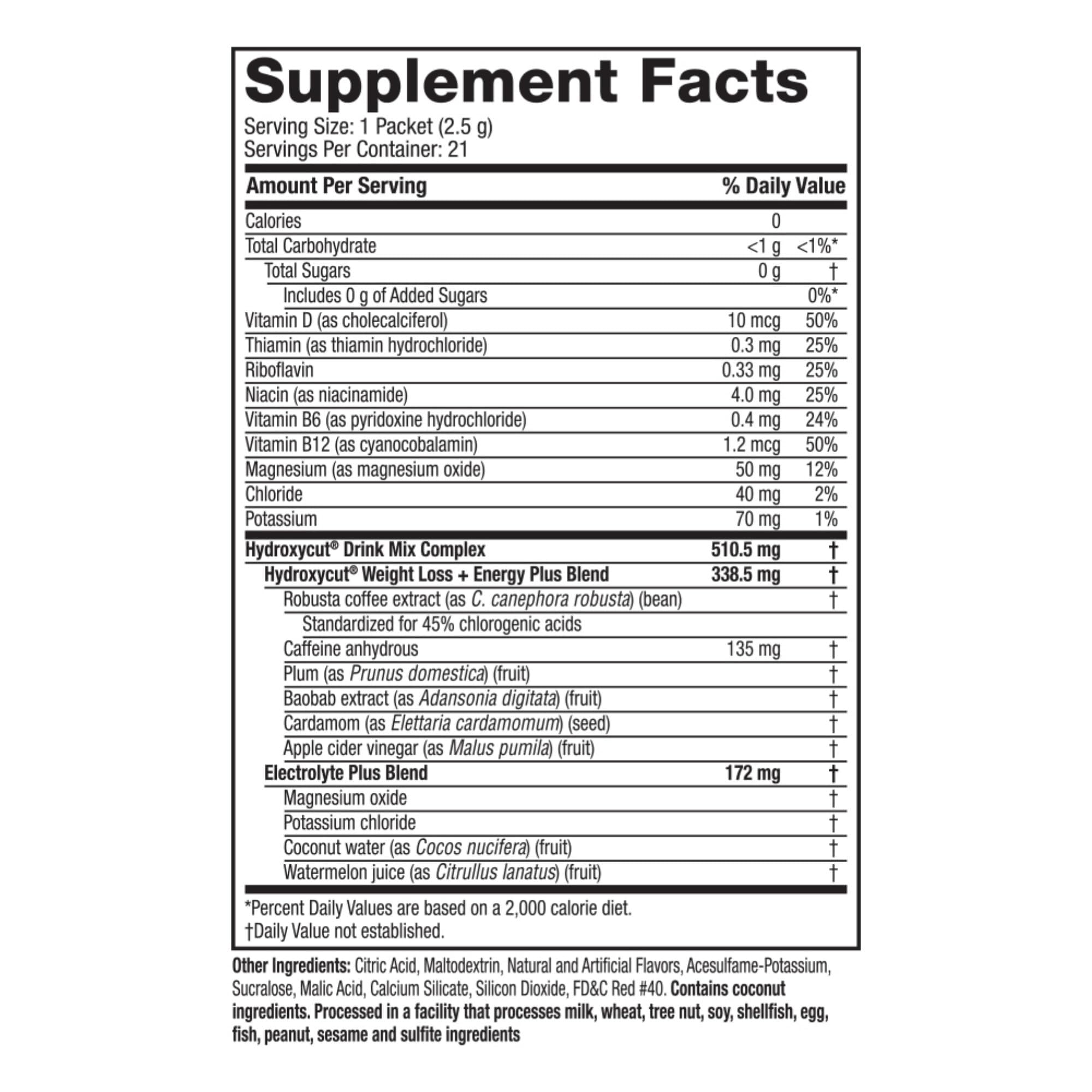 Hydroxycut Drink Mix - Advanced Result - Metabolism & Energy Support - C. Canephora Robusta Extract, 135 mg Caffeine & B Vitamins - for Men & Women - Wildberry Blast - 21 Stick Packs