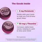 OLLY Restful Sleep Gummy Supplement with Melatonin & L-Theanine Chamomile, Blackberry Zen, 50 Gummies (25 Day Supply) Supports a Healthy Sleep Cycle* (Packaging May Vary)