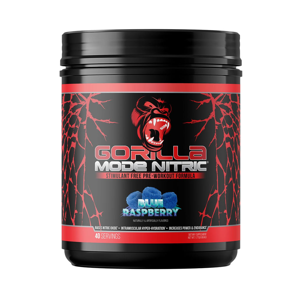 Gorilla Mode Nitric Upgraded Stimulant Free Pre-Workout – (Blue Raspberry)