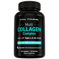 Vital Vitamins Multi Collagen for Women & Men - Type I, II, III, V, X - Grass Fed, Non-GMO - 150 Capsules