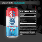 Gorilla Mind Energy Drink | Unmatched Energy · Amplified Focus | N-Acetyl-L-Tyrosine, Alpha-GPC, 200mg Caffeine, Uridine, Saffron | 0 Sugar Or Artificial Colors | 16oz, 12-Pack (Rocket Frost)