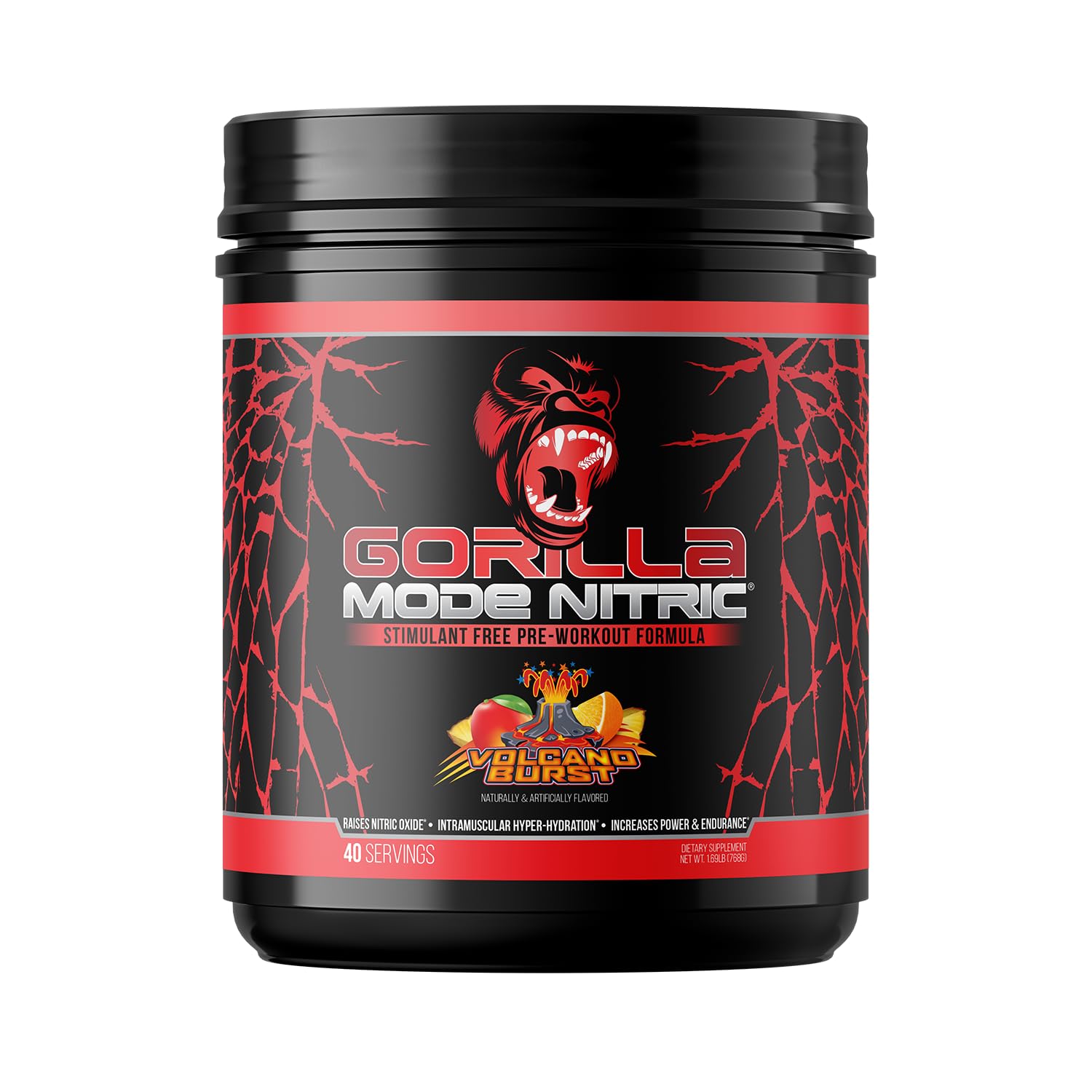 Gorilla Mode Nitric Upgraded Stimulant Free Pre-Workout – (Volcano Burst)