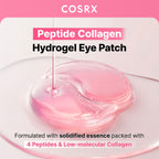 COSRX Pink Peptides Collagen Hydrogel Eye Patch for Puffy Eyes, Cooling & Firming Under Eye Patches with 4-Peptide & Caffeine (60), Depuffing Gel Eye Mask, Korean Skin Care