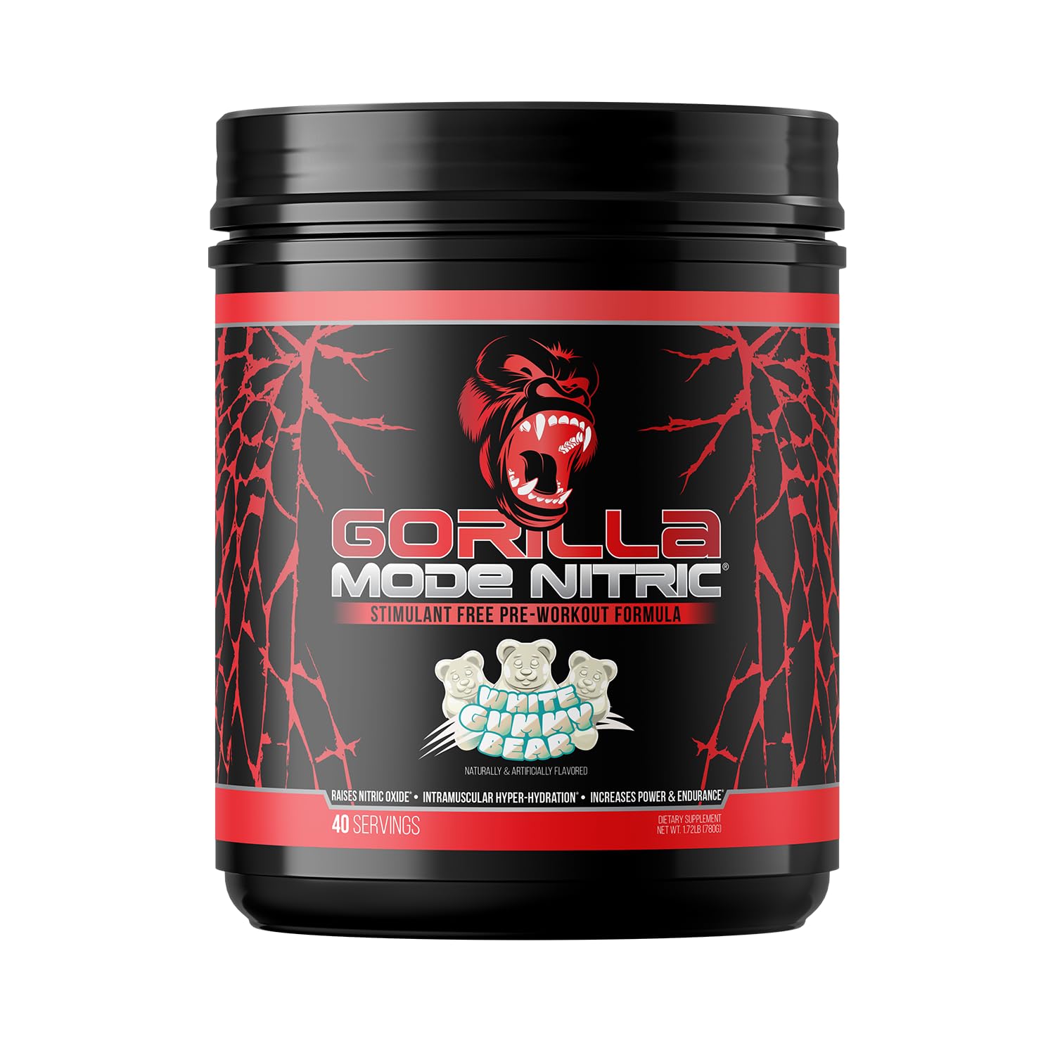 Gorilla Mode Nitric Upgraded Stimulant Free Pre-Workout – (White Gummy Bear)