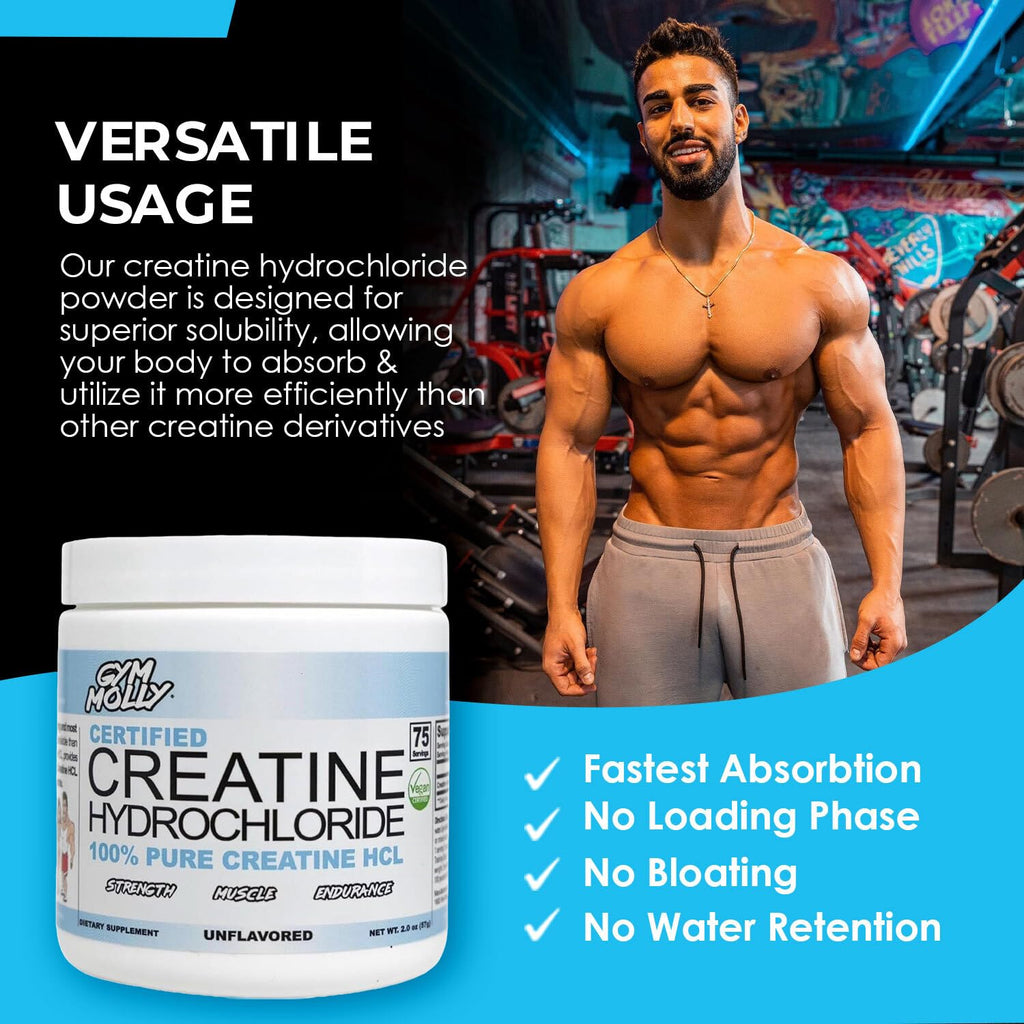 Gym Molly Creatine Hydrochloride Powder, Unflavoured.