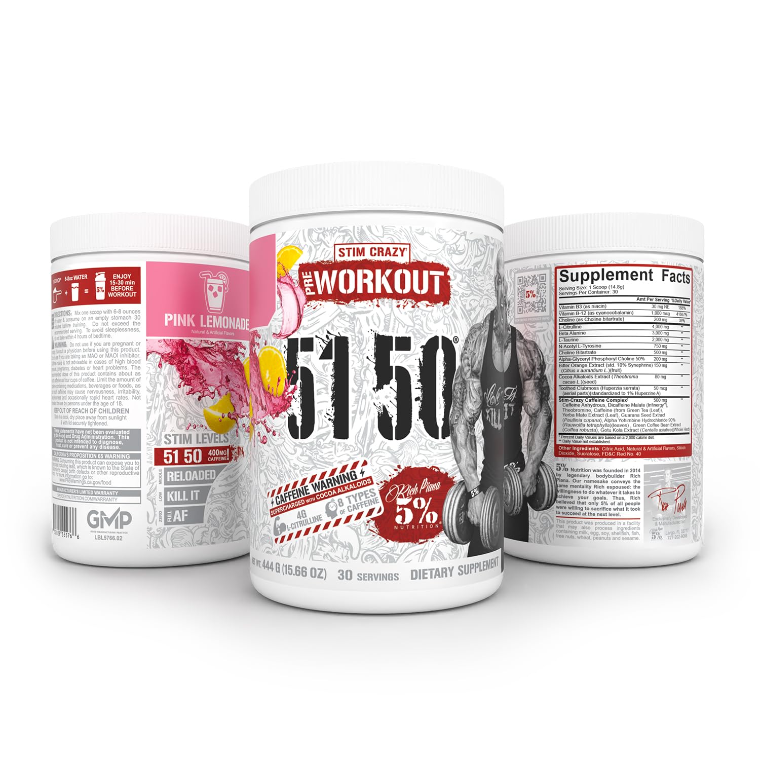 5% Nutrition Rich Piana 5150 High Stim Pre-Workout Powder (Pink Lemonade)