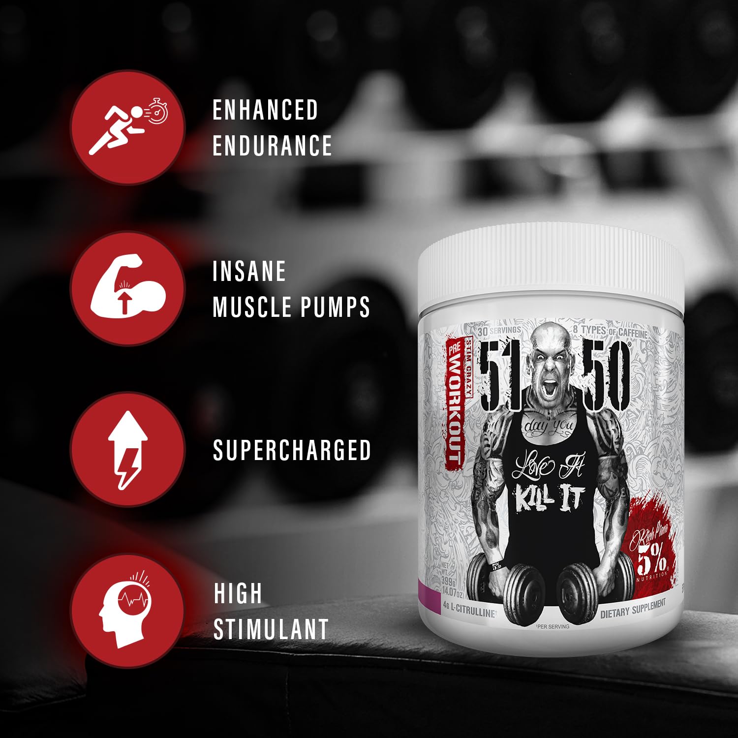 5% Nutrition Rich Piana 5150 High Stim Pre-Workout Powder (Blue Ice)