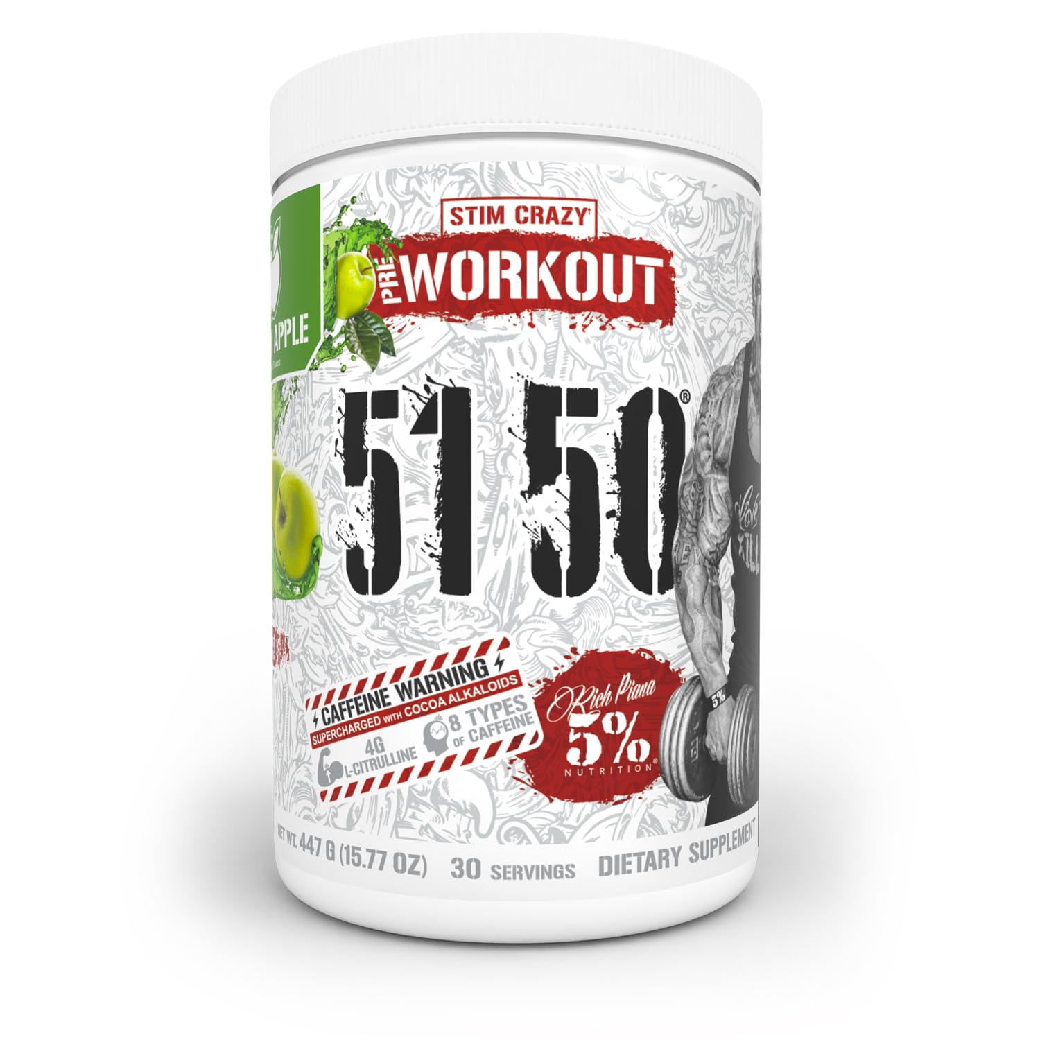 5% Nutrition Rich Piana 5150 High Stim Pre-Workout Powder (Green Apple)