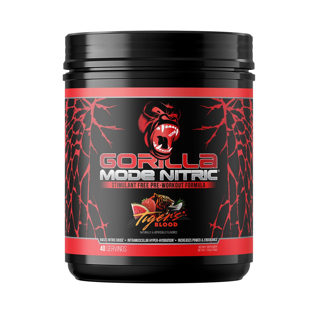 Gorilla Mode Nitric Upgraded Stimulant Free Pre-Workout – (Tigers Blood)