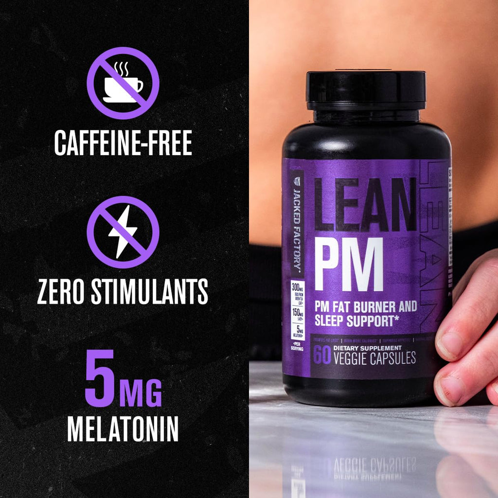 Jacked Factory Lean PM Night Time Fat Burner, Sleep Aid Supplement, & Appetite Suppressant (60 Capsules) & Burn-XT Clinically Studied Fat Burner & Weight Loss Supplement (120 Capsules)