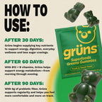 Gruns Adult Super Greens Multivitamin Gummies, Superfood Gummy Vitamins for Women and Men with Spirulina, Chlorella, Adaptogens & Prebiotic Fiber for Digestive Health (28 Count)