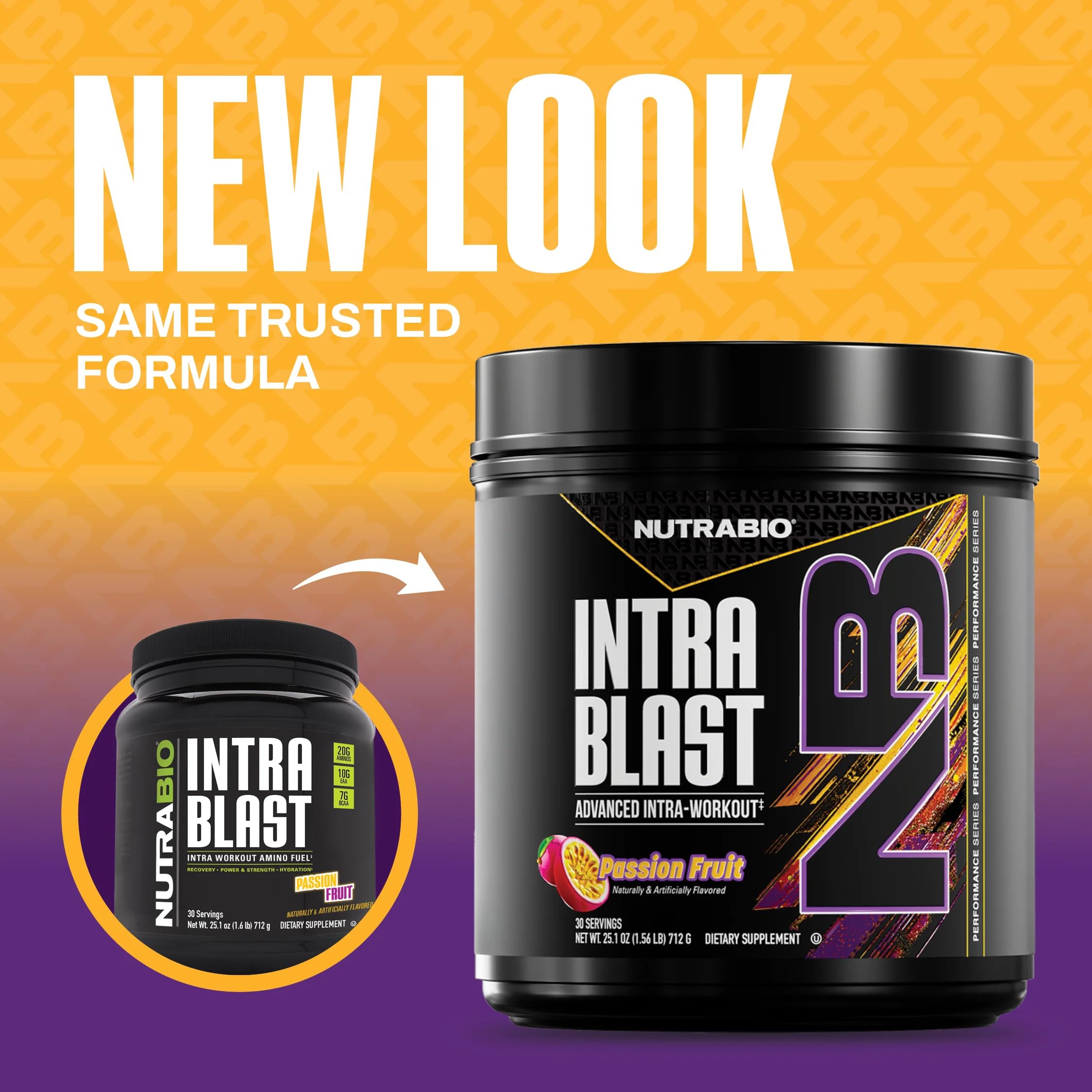 NutraBio Intra Blast Pre Workout & Muscle Recovery, Passion Fruit