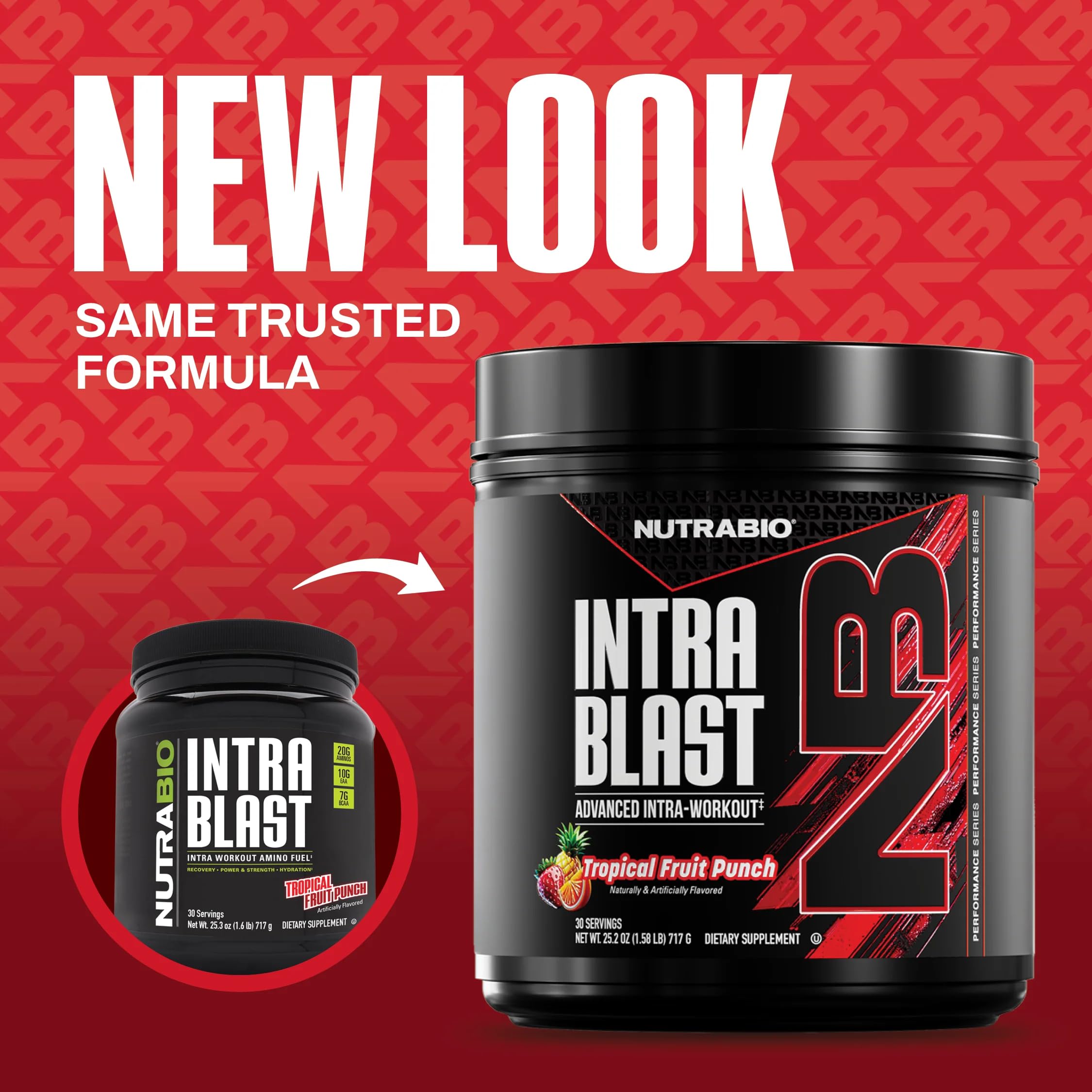 NutraBio Intra Blast Pre Workout & Muscle Recovery, Tropical Fruit Punch
