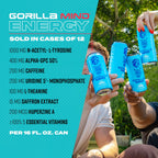 Gorilla Mind Energy Drink | Unmatched Energy · Amplified Focus | N-Acetyl-L-Tyrosine, Alpha-GPC, 200mg Caffeine, Uridine, Saffron | 0 Sugar Or Artificial Colors | 16oz, 12-Pack (Red Gummy Fish)