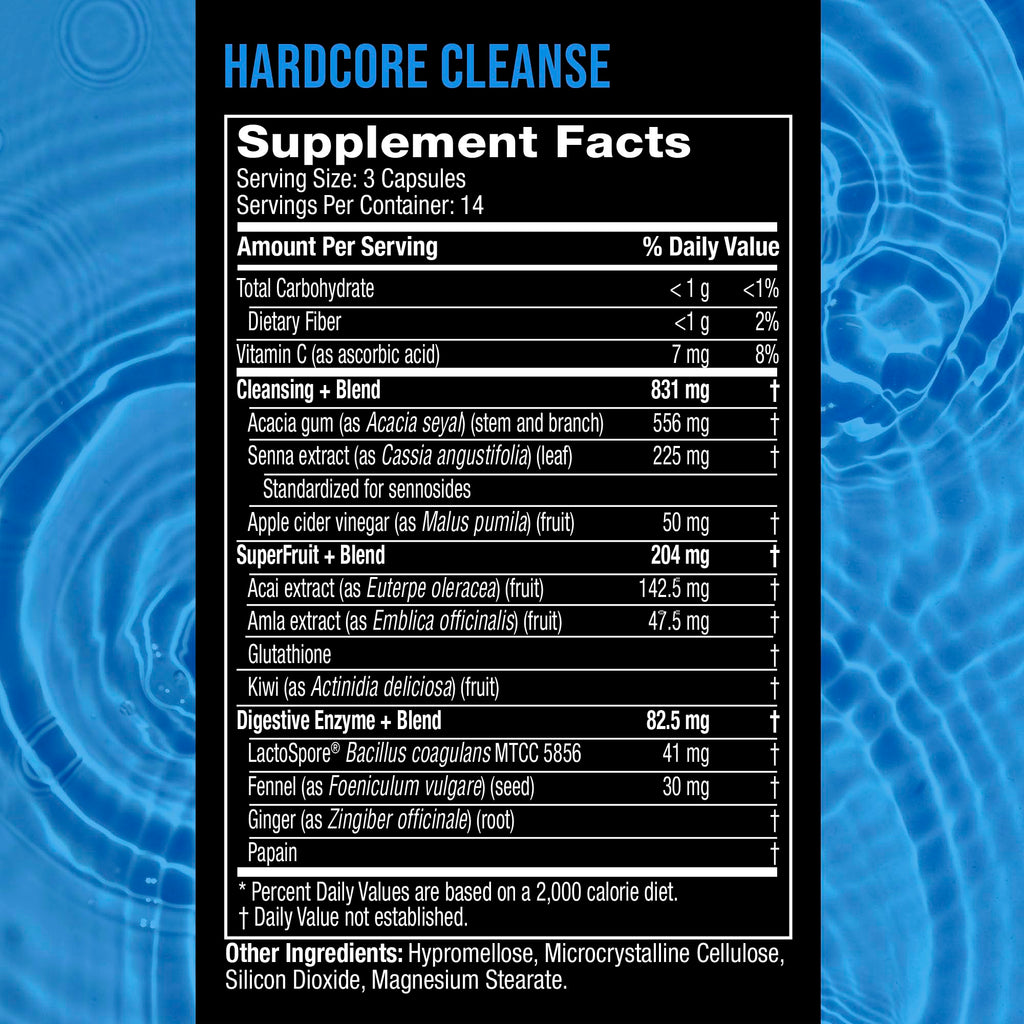 Hydroxycut Hardcore Cleanse - 42 Capsules - 7-Day Body Reset for Men & Women - Includes Senna Leaf Extract & Apple Cider Vinegar - 14 Servings