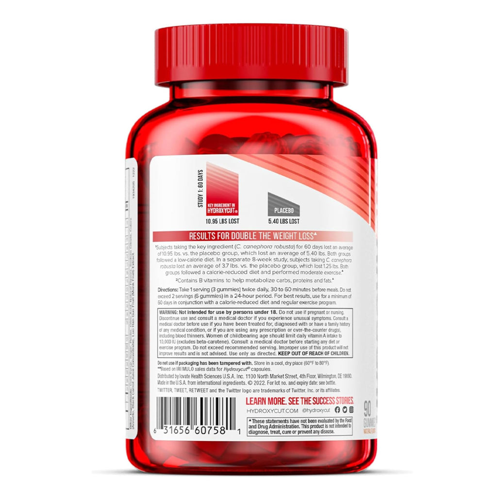 Hydroxycut Weight Loss + Multivitamin Gummies - Nutritional Supplement - Metabolism Support for Men & Women - Green Coffee Extract, 15 Vitamins & Minerals - Caffeine Free - Fruit Flavor - 90 Gummies