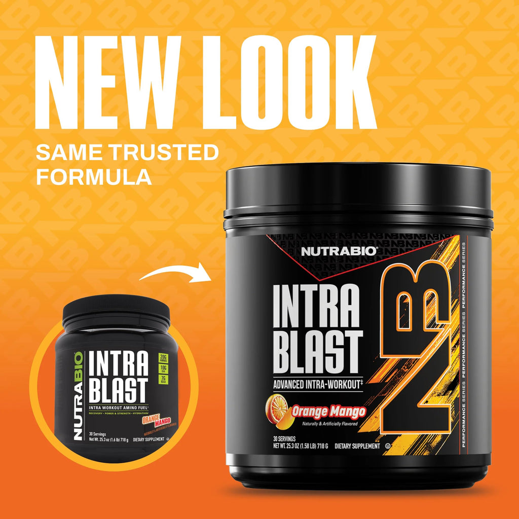 NutraBio Intra Blast Pre Workout & Muscle Recovery, Orange Mango
