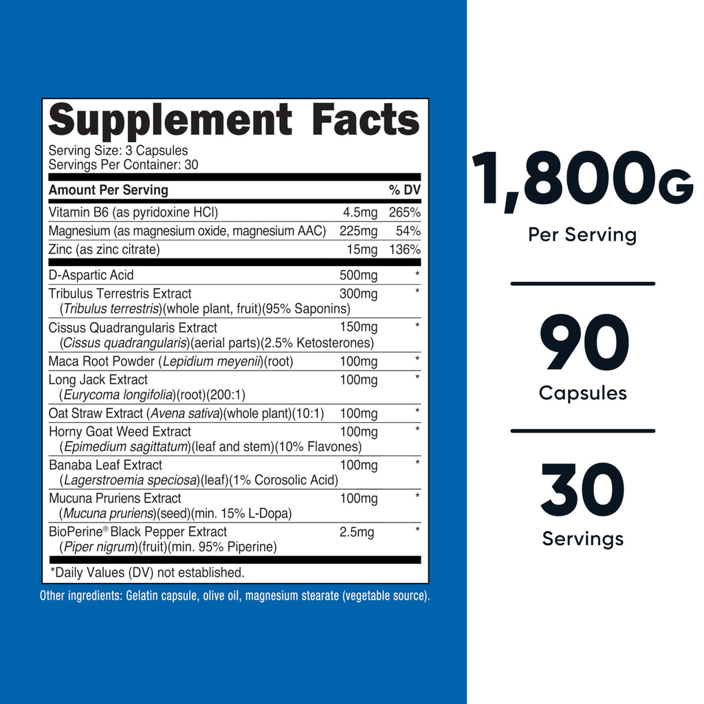 Nutricost Testosterone Support Complex (90 Capsules) -1800mg Per Serving
