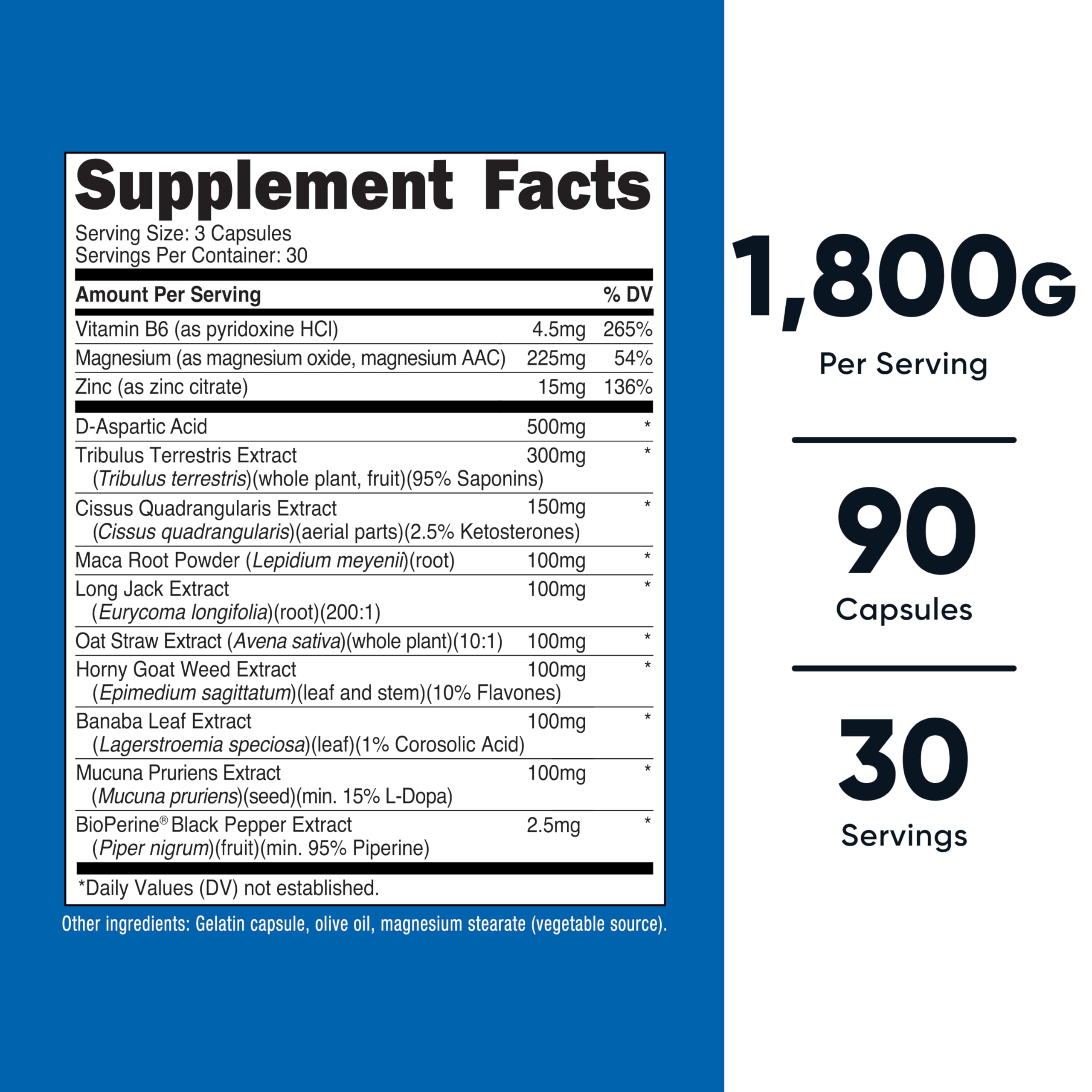 Nutricost Testosterone Support Complex (90 Capsules) -1800mg Per Serving