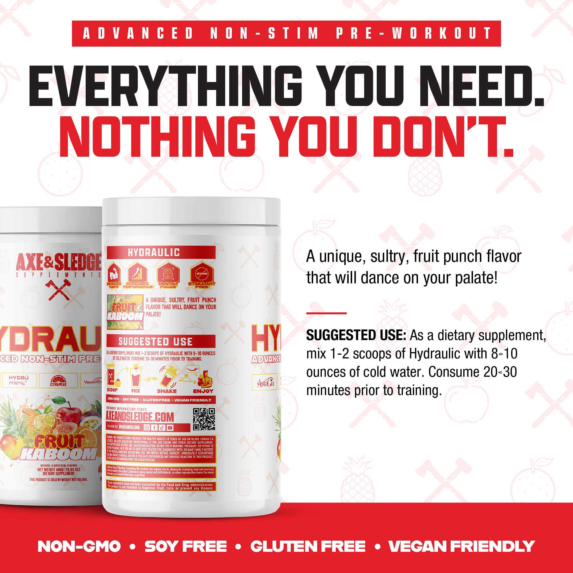 Axe & Sledge Hydraulic Stim-Free Pre-Workout Powder - Fruit Kaboom