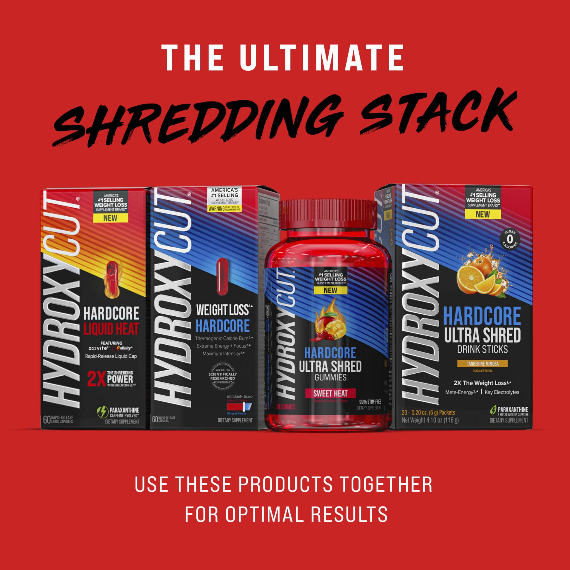 Hydroxycut Hardcore Ultra Shred Gummies, Sweet Heat - 99% Stimulant Free - Includes Capsaicin & B Vitamins - For Women & Men