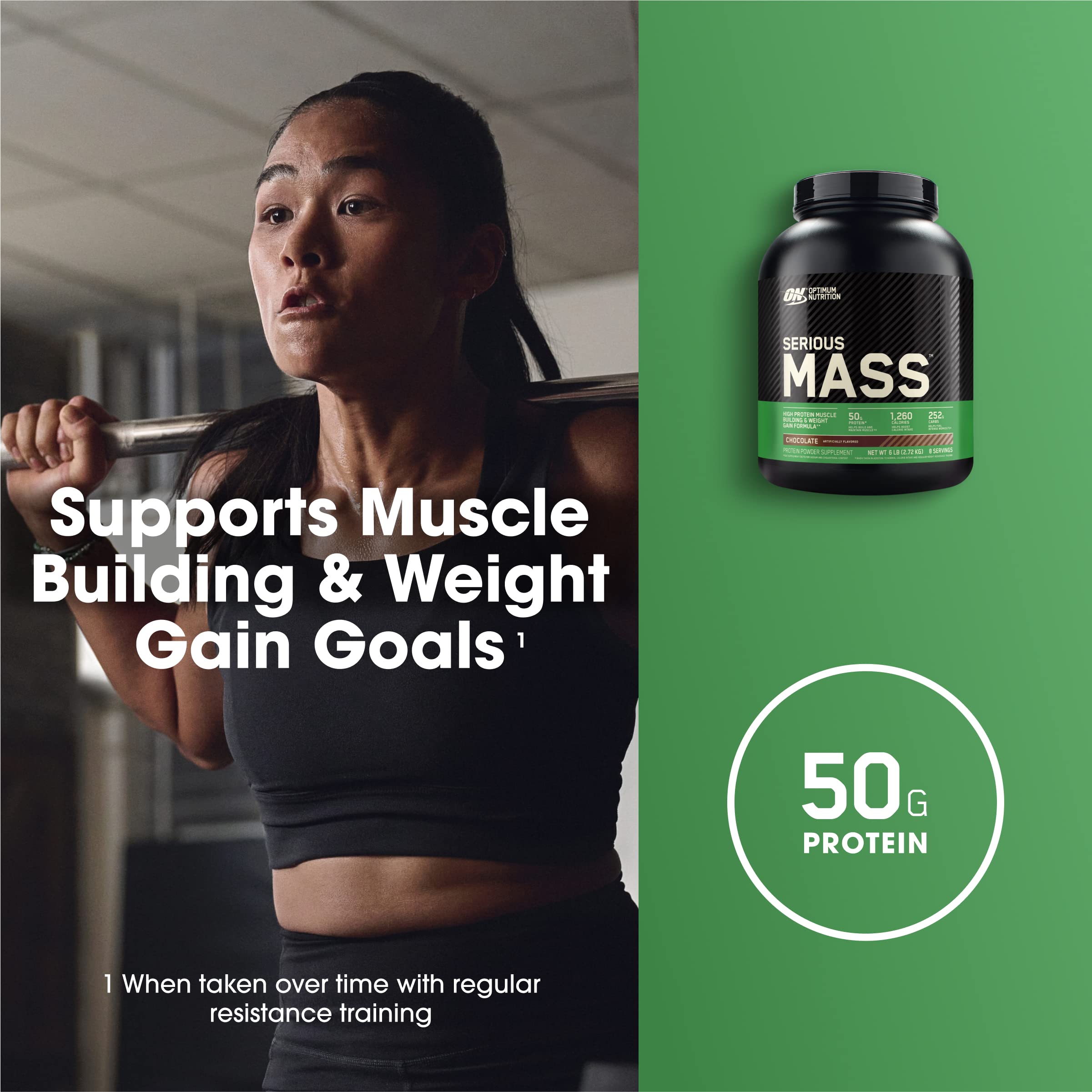 Optimum Nutrition Serious Mass, Weight Gainer Protein Powder, Mass Gainer, Vitamin C and Zinc for Immune Support, Creatine, Chocolate, 6 Pound (Packaging May Vary)