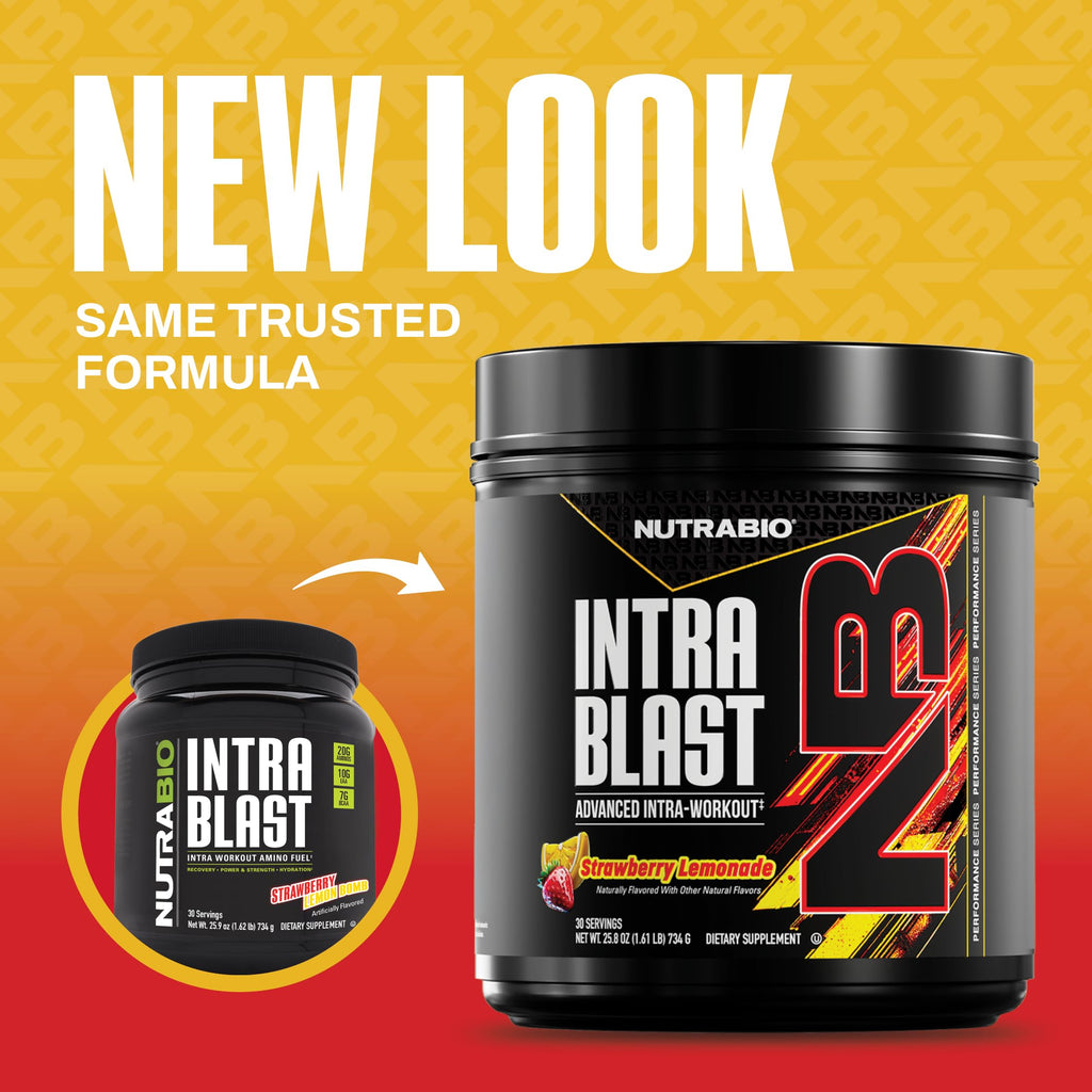 NutraBio Intra Blast Pre Workout & Muscle Recovery, Strawberry Lemonade