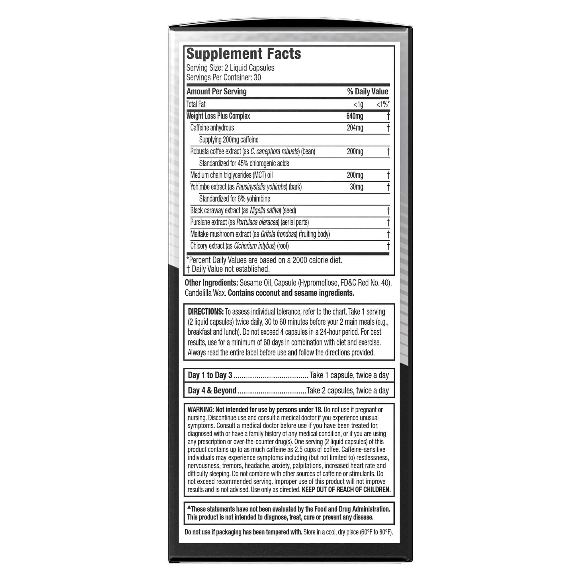 Hydroxycut Advanced - Thermogenic Supplement - Metabolism & Energy Support for Men & Women - C. Canephora Robusta, Yohimbe Extract & 200 mg Caffeine - Rapid Release Liquid Capsules - 60 Capsules